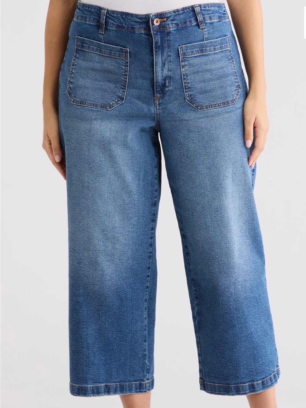 Sanctuary Supernova Cropped Patch Pocket Jeans NWT Size 31 Medium Wash High Rise